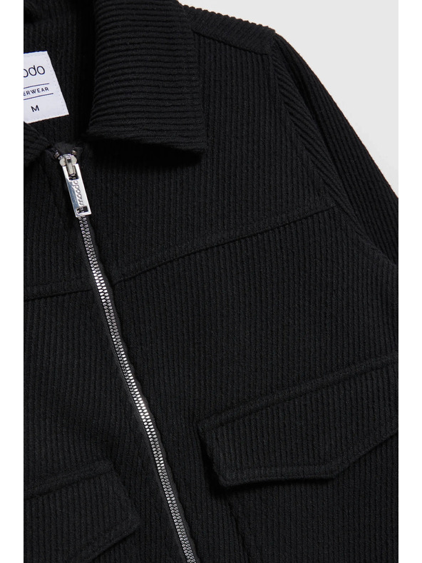 Moodo Černá bunda s velkými kapsami Moodo