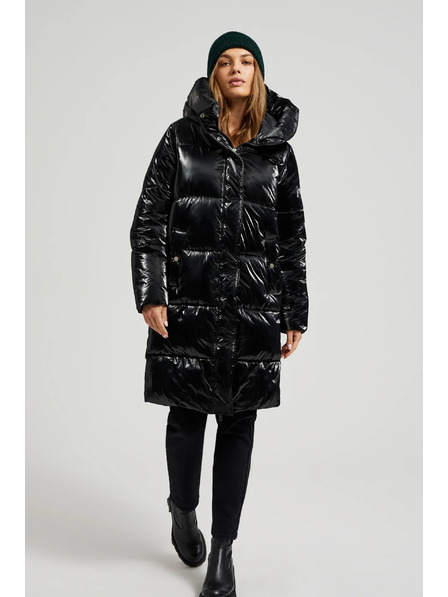 Moodo Dlouhá bunda s kapucí černá Moodo