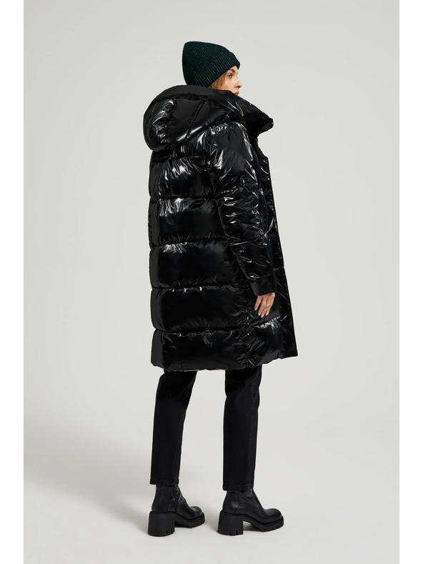 Moodo Dlouhá bunda s kapucí černá Moodo