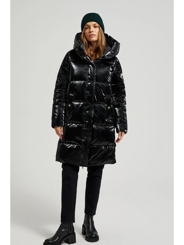 Moodo Dlouhá bunda s kapucí černá Moodo