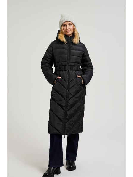 Moodo Prošívaná bunda s páskem černá Moodo