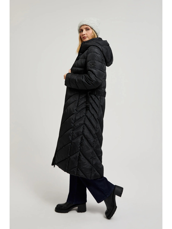 Moodo Prošívaná bunda s páskem černá Moodo