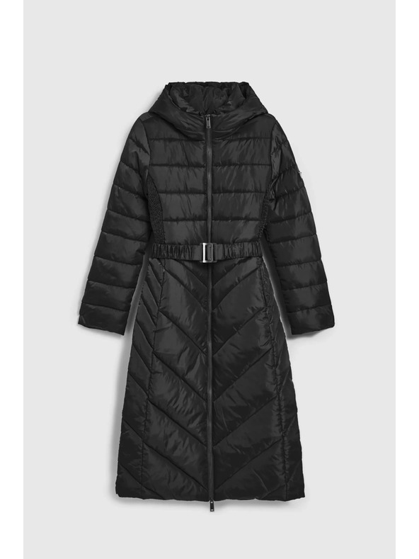 Moodo Prošívaná bunda s páskem černá Moodo