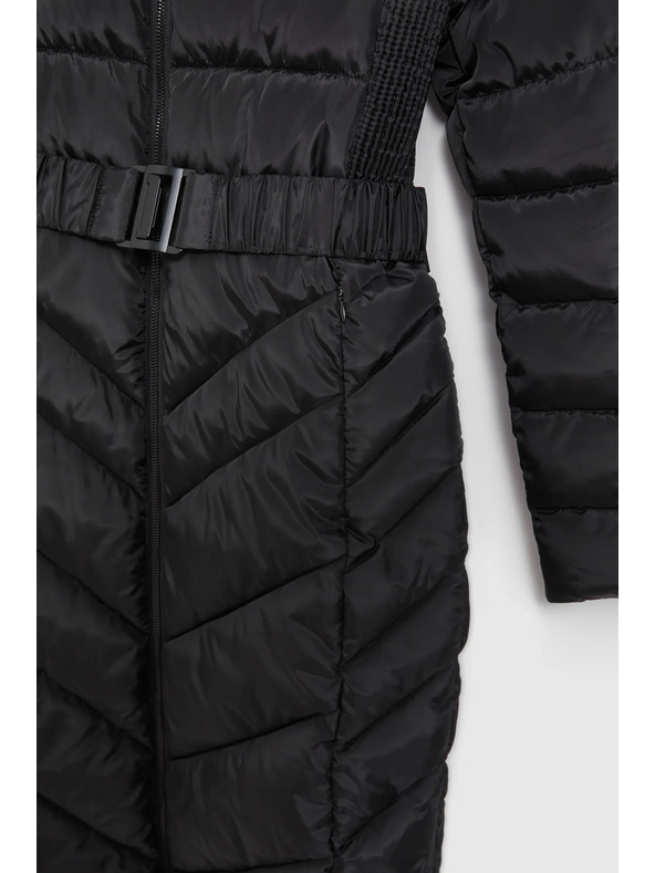 Moodo Prošívaná bunda s páskem černá Moodo