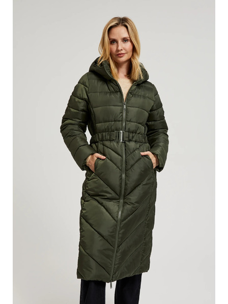 Moodo Prošívaná bunda s páskem olivová Moodo