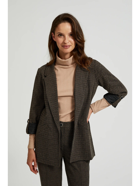 Moodo Černé sako zdobené metalickou nití s vyhrnutými rukávy Moodo