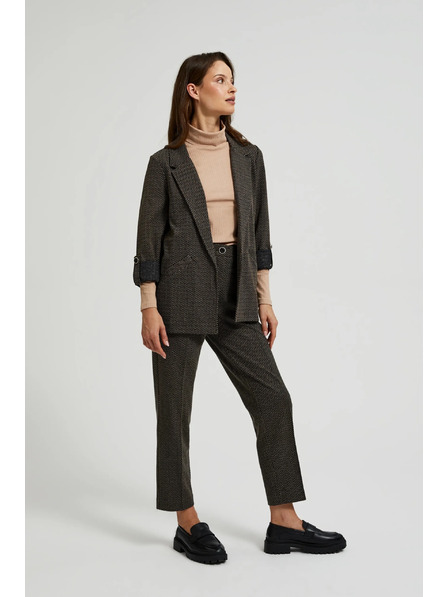 Moodo Černé sako zdobené metalickou nití s vyhrnutými rukávy Moodo