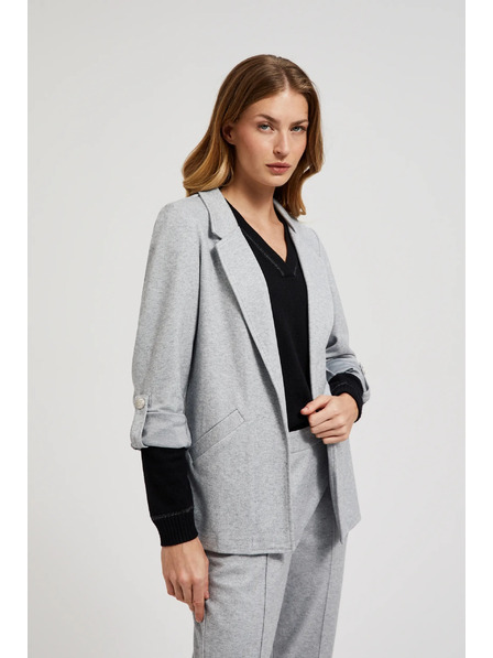 Moodo Šedé sako bez zapínání s vyhrnutými rukávy Moodo