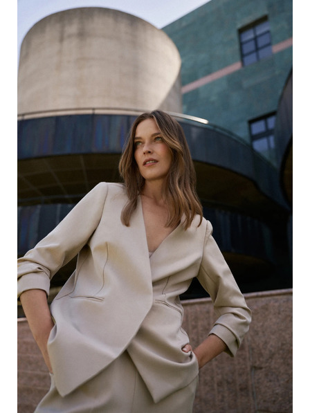 Moodo Sako se zřaseným 3/4 rukávem béžové Moodo