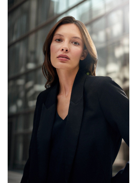 Moodo Elegantní sako černé s ozdobnými klopy Moodo