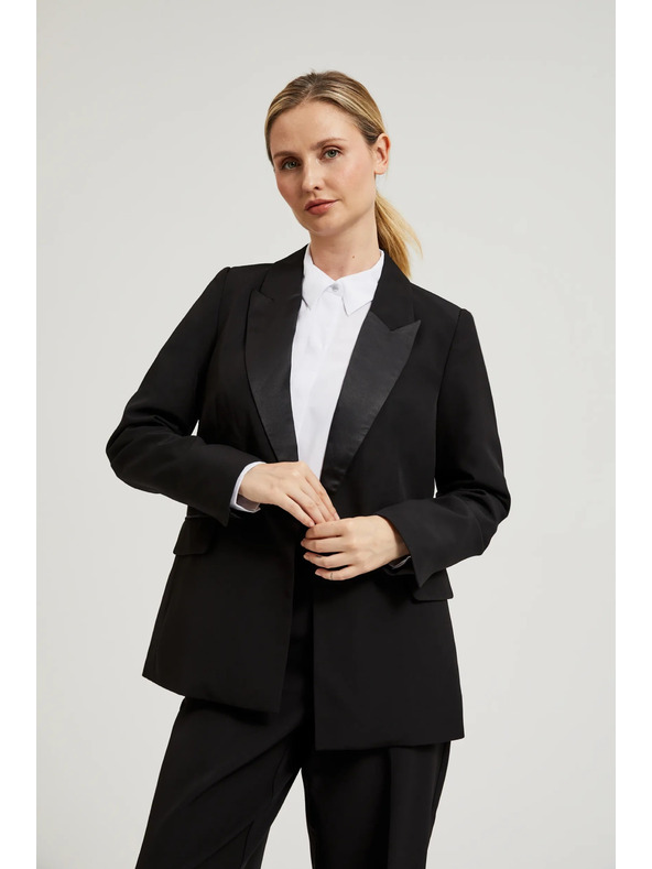 Moodo Elegantní sako černé s ozdobnými klopy Moodo