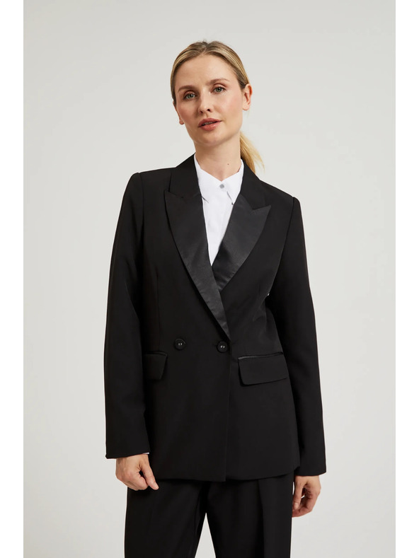 Moodo Elegantní sako černé s ozdobnými klopy Moodo