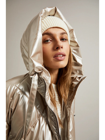 Moodo Prošívaná bunda s velkými kapsami béžová Moodo