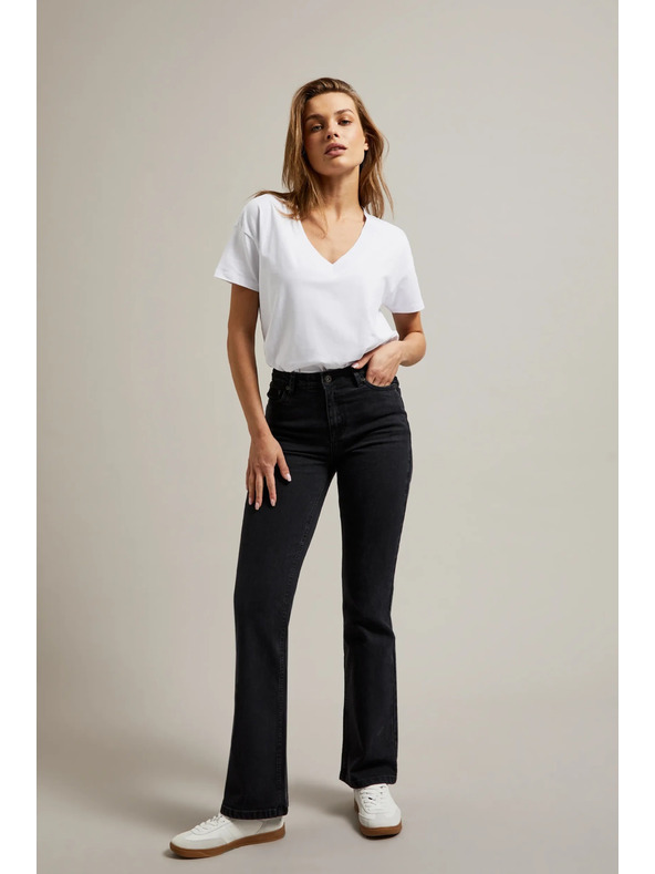Moodo Hladké černé džínsy bootcut Moodo