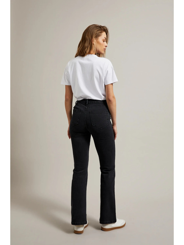 Moodo Hladké černé džínsy bootcut Moodo