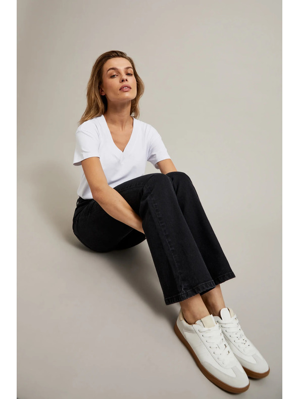 Moodo Hladké černé džínsy bootcut Moodo