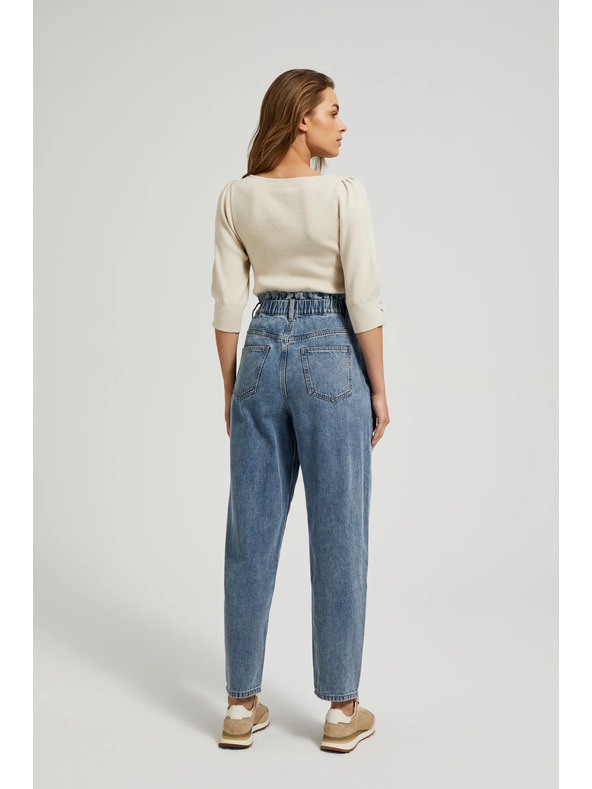 Moodo Modré bavlněné džíny s vysokým pasem Moodo