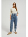 Moodo Modré bavlněné džíny s vysokým pasem Moodo
