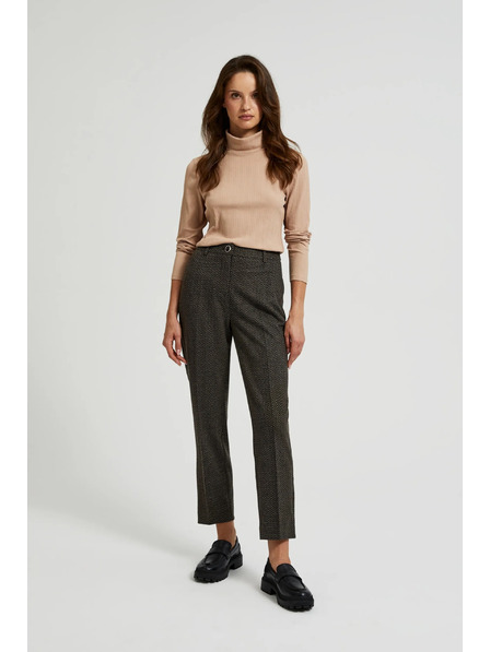 Moodo Cigaretové kalhoty zdobené metalickou nití černé Moodo