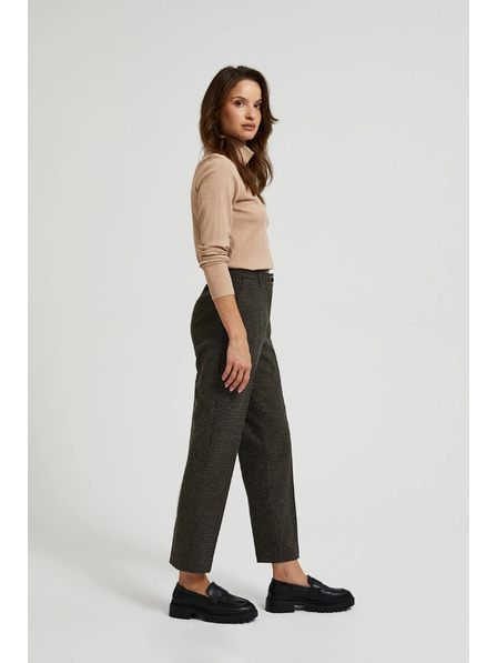 Moodo Cigaretové kalhoty zdobené metalickou nití černé Moodo