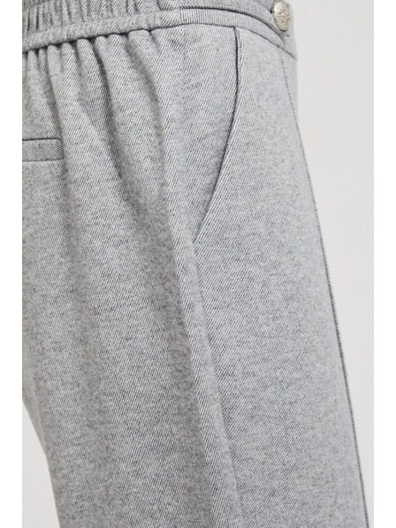 Moodo Hladké kalhoty s rovnými nohavicemi a knoflíky šedé Moodo