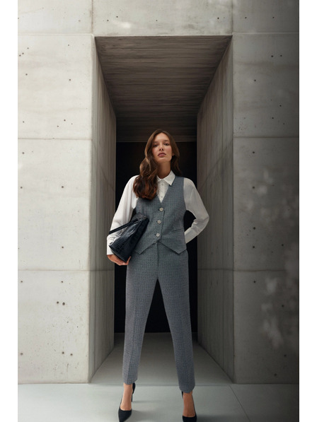 Moodo Elegantní kalhoty cigaretové šedé Moodo