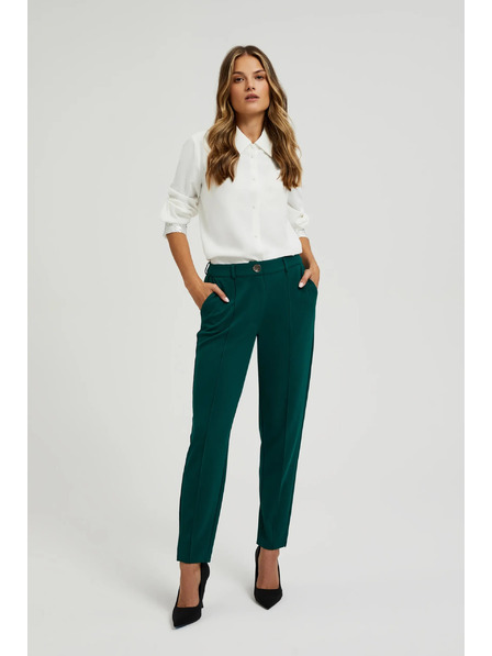 Moodo Zelené kalhoty s rovnými nohavicemi v klasu Moodo