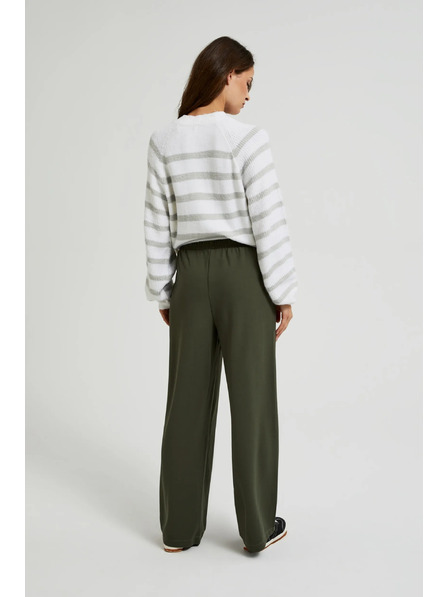 Moodo Olivové kalhoty s širokými nohavicemi a knoflíky Moodo