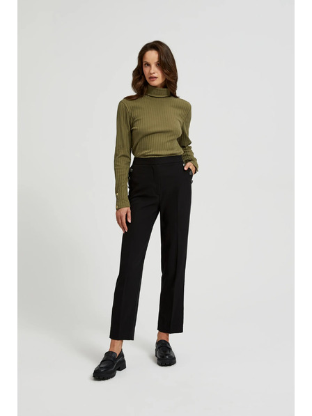 Moodo Černé kalhoty s ozdobnými knoflíky na kapsách Moodo