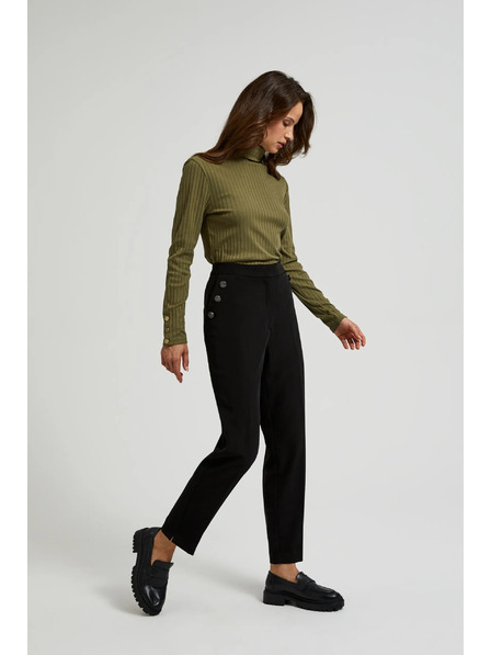 Moodo Černé kalhoty s ozdobnými knoflíky na kapsách Moodo