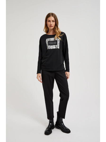 Moodo Hladké kalhoty do lemu černé Moodo