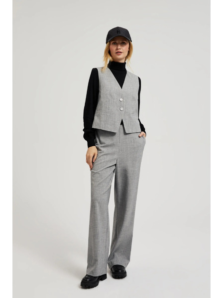 Moodo Společenské šedé kalhoty s rovnými nohavicemi Moodo