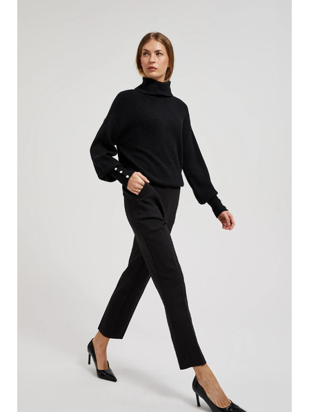 Moodo Elegantní černé kalhoty do záhybu Moodo