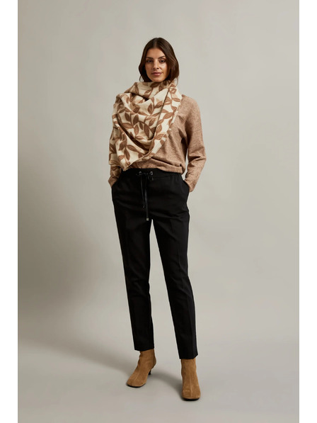 Moodo Černé kalhoty s rovnými nohavicemi a páskem Moodo