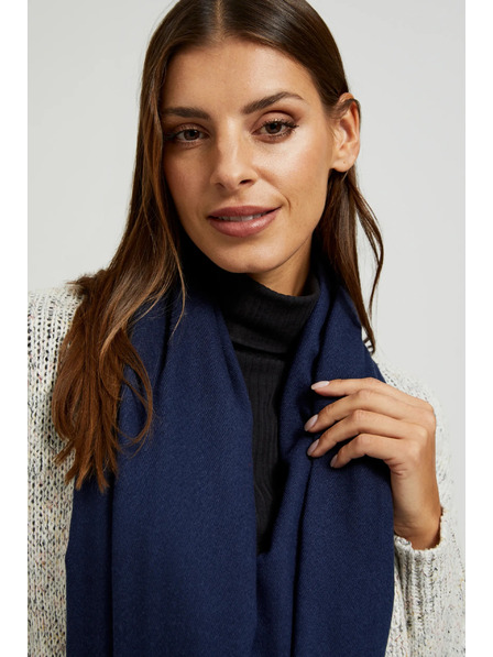 Moodo Hladká tmavě modrá šála se střapci Moodo