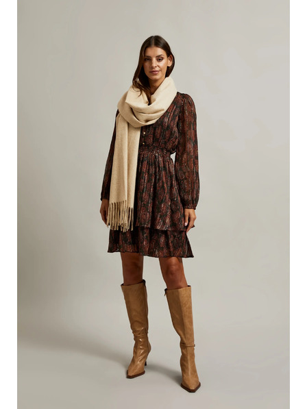 Moodo Hladký béžový šál se střapci Moodo