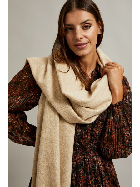 Moodo Hladký béžový šál se střapci Moodo