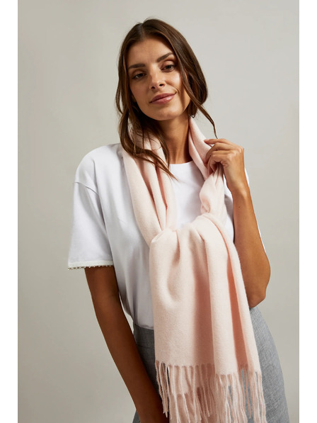 Moodo Hladká růžová šála se střapci Moodo