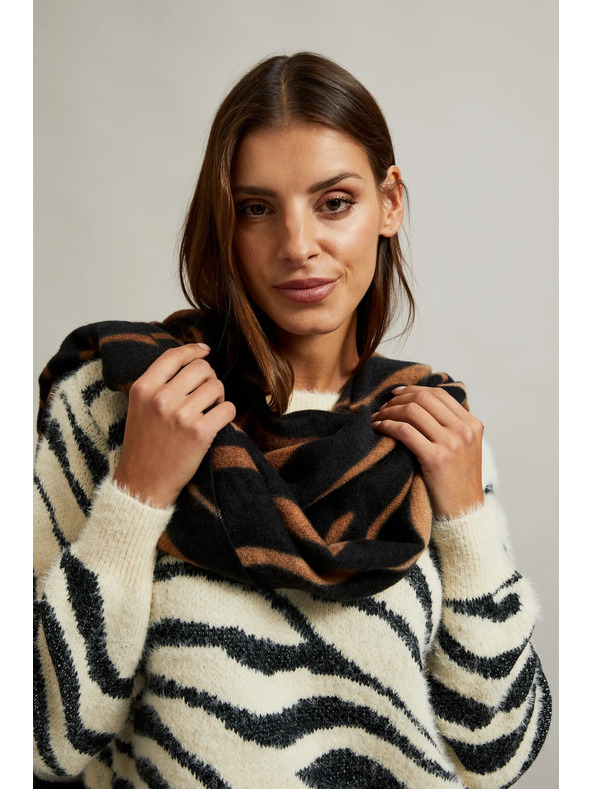 Moodo Hnědá šála se zvířecím vzorem Moodo