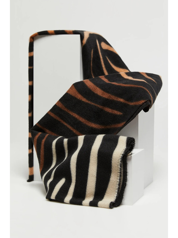 Moodo Hnědá šála se zvířecím vzorem Moodo