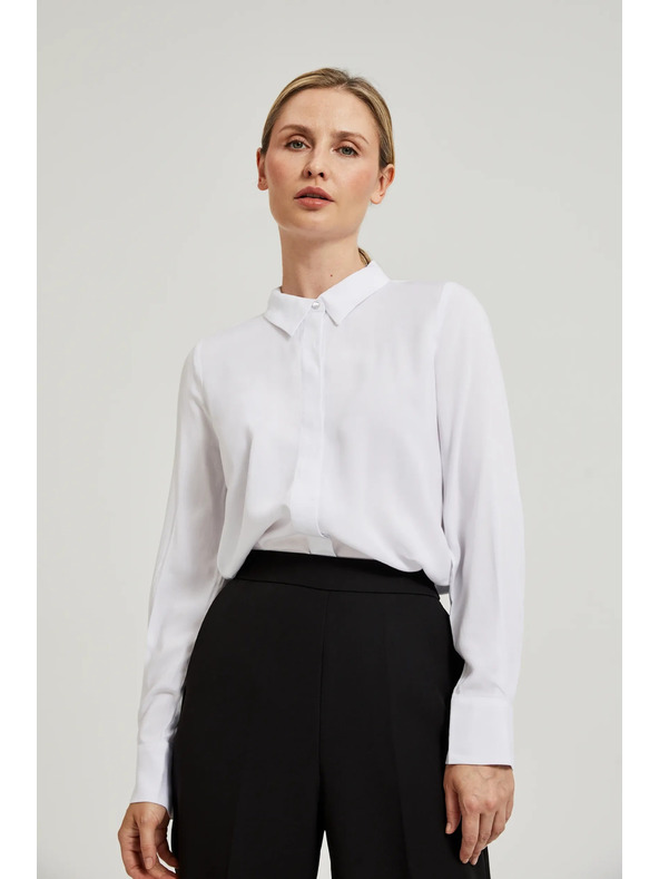 Moodo Viskózová košile s límečkem bílá Moodo