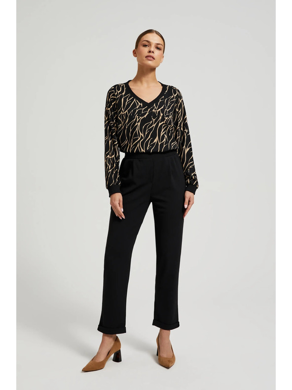 Moodo Viskózová košile s výstřihem do V černá Moodo