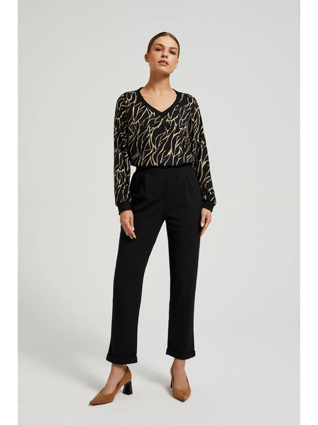 Moodo Viskózová košile s výstřihem do V černá Moodo