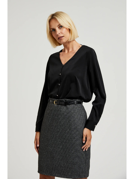 Moodo Hladká košile s ozdobnými knoflíky černá Moodo