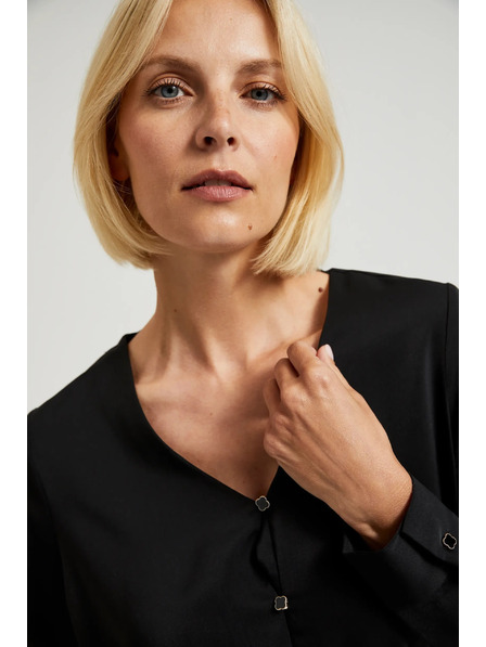 Moodo Hladká košile s ozdobnými knoflíky černá Moodo