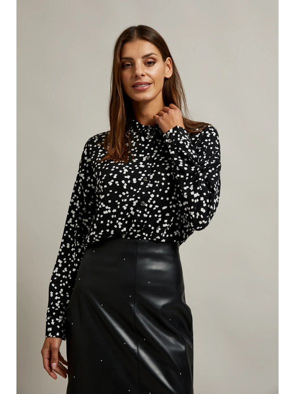 Moodo Černá košile se vzorem s límcem Moodo