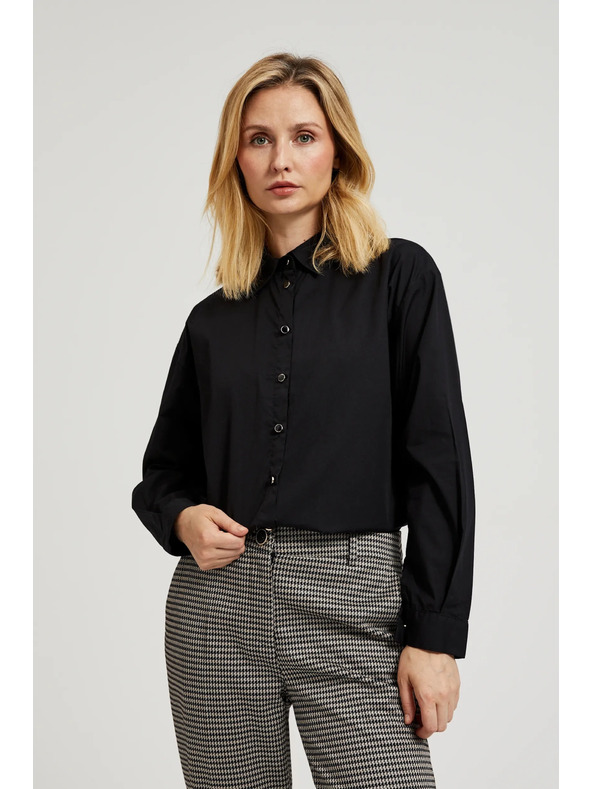 Moodo Hladká košile s dlouhým rukávem černá Moodo