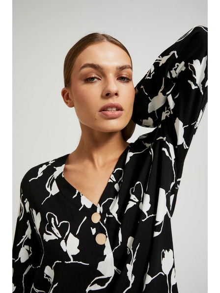 Moodo Černá košile s květinovým potiskem Moodo