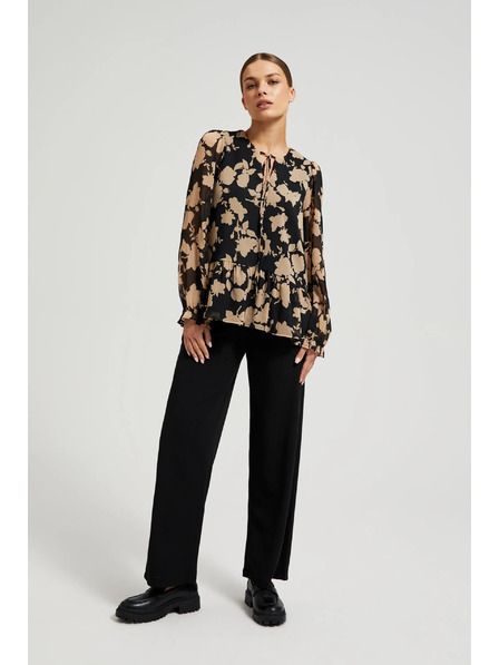 Moodo Černá košile s béžovým vzorem Moodo