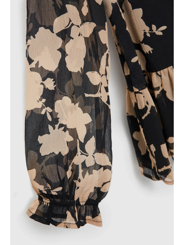 Moodo Černá košile s béžovým vzorem Moodo